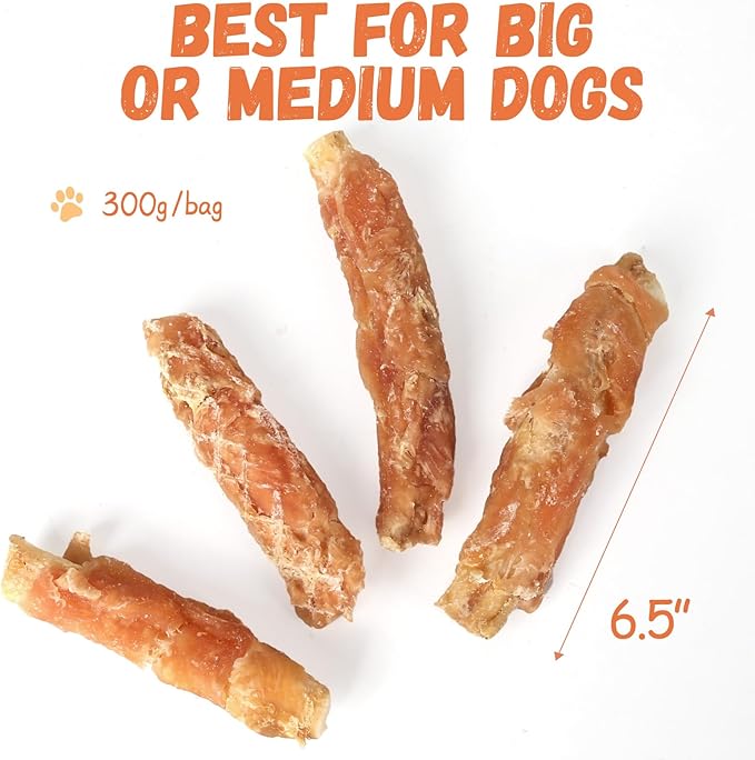 Natural Dog Treats, Chicken Wrapped Beef Cartilage Dog Treat Long-Lasting High Protein Training Treats for Small Medium Large Dogs 12 Counts