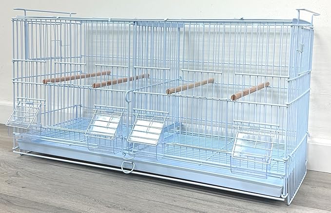 LOT of White Stackable Breeder Bird Flight Cage with Removable Center Divider and Breeding Nest Box Doors (White, 26.5"x11"x15"H Lot of 4)
