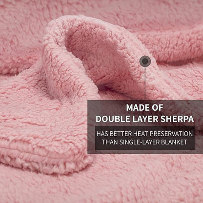 furrybaby Dog Blanket Soft Dog Blankets for Large Dogs Puppy Essentials Washable Fluffy Sherpa Fleece Cat Blanket 32x40 Inches for Bed Furniture Couch Sofa (Double-Layer Medium,Pink)