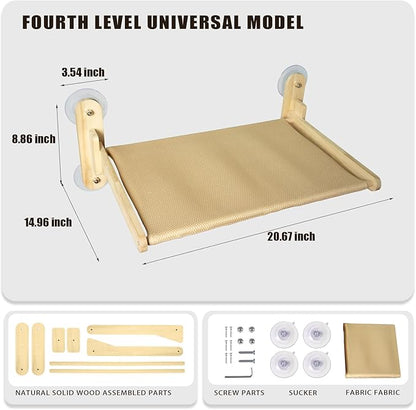 Cat Window Perch with Strong Suction Cups, 55lbs Hold Weight Tested, Foldable Cat Window Hammock Bed with Breathable Mesh, All-Season Lounger for Medium Small Cats to Bird Watch & Sunbathe