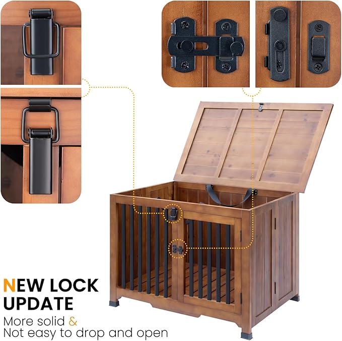 Wooden Dog Crate Furniture,Foldable and Portable Dog Kennel Furniture Indoor,Decorative Dog Crate End Table No Assembly.(Large,Brown)