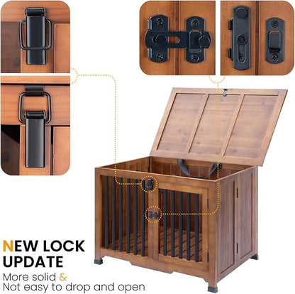 Wooden Dog Crate Furniture,Foldable and Portable Dog Kennel Furniture Indoor,Decorative Dog Crate End Table No Assembly.(Large,Brown)