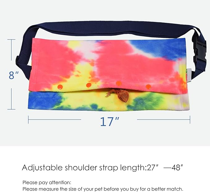 LIKZINWA Small Animal Sling Carrier,Bearded Dragon Carrier Lizard Carrier and Reptile Carrier with Adjustable Strap (Yellow-red)