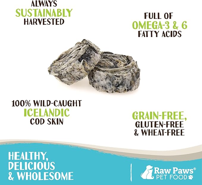 Raw Paws Cod Skin Rolls for Dogs, 5-oz  Icelandic Cod Skins for Dogs - Fish Skins for Dogs - Fish Skin Chews for Dogs - Cod Skin Dog Treats - Cod Treats for Dogs - Dried Fish Dog Treats - Fish Treats