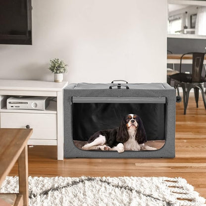 30inch Soft Dog Crate for Medium Dogs, 3-Doors Dog Kennel Carrier with Soft Mat, for Indoor Outdoor Travel