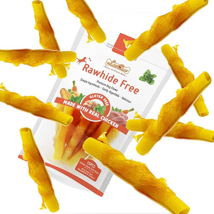 Chicken Wrapped Dog Bone Treat Sticks with Glucosamine & Turmeric, Easy to Digest, Non-Rawhide Soft Chicken Cheese Dog Chew Treats 15pcs/Pack