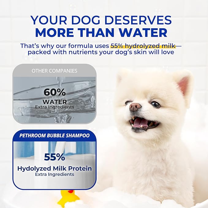 [PETHROOM] Bubble Shampoo for Dogs - Gentle, Deep-Cleaning Formula with Organic Ingredients, Hypoallergenic and Tear-Free, 10.1oz