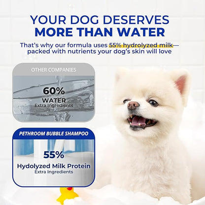 [PETHROOM] Bubble Shampoo for Dogs - Gentle, Deep-Cleaning Formula with Organic Ingredients, Hypoallergenic and Tear-Free, 10.1oz