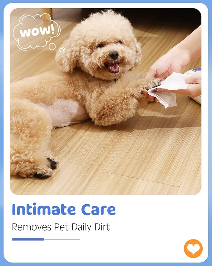 Pawaboo 400 Dog Wipes for Paws and Butt Ears Eyes | Organic Pet Wipes for Dogs | Unscented Hypoallergenic Dog Wipes Cleaning Deodorizing | Extra Thick Paw Wipes for Dogs Cats Pets