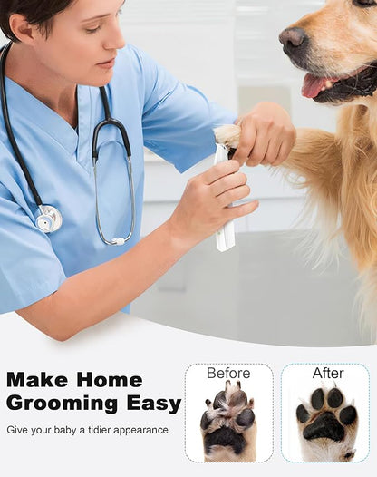 Dog Paw Trimmer for Grooming, Cordless Rechargeable Dog Clippers with Widened Blade, Low Noise Electric Cat Precision Shaver for Small Pet's Hair Around Eyes, Faces, Ears, Paws, Rump(White)