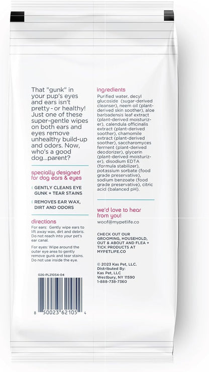 Pet Life Unlimited Dog Ear Wipes, Dog Eye Wipes - Plant-Based Dog Ear Cleaner Wipes with Moisturizing Aloe Leaf & Soothing Chamomile - Fragrance Free Eye and Ear Wipes for Dogs - 30 Count (Pack of 1)