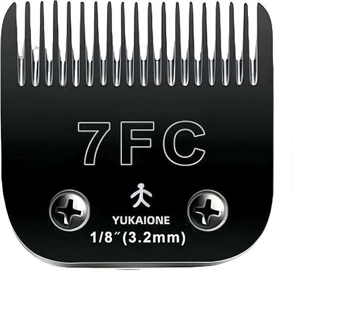 7F Dog Clipper Blade: Titanium Coated SK2 Steel, Universal Fit for Andis, Oster A5, Wahl KM - 1/8" Cut for Dogs & Cats