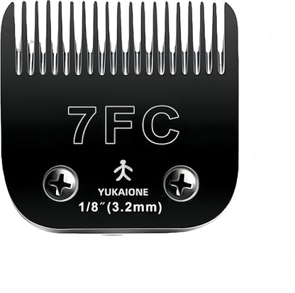 7F Dog Clipper Blade: Titanium Coated SK2 Steel, Universal Fit for Andis, Oster A5, Wahl KM - 1/8" Cut for Dogs & Cats
