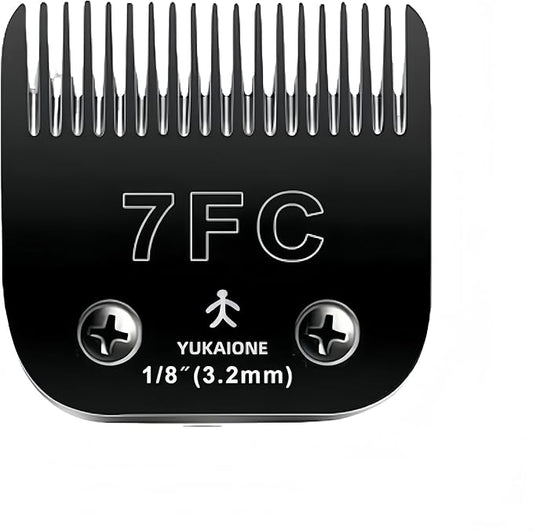 7F Dog Clipper Blade: Titanium Coated SK2 Steel, Universal Fit for Andis, Oster A5, Wahl KM - 1/8" Cut for Dogs & Cats