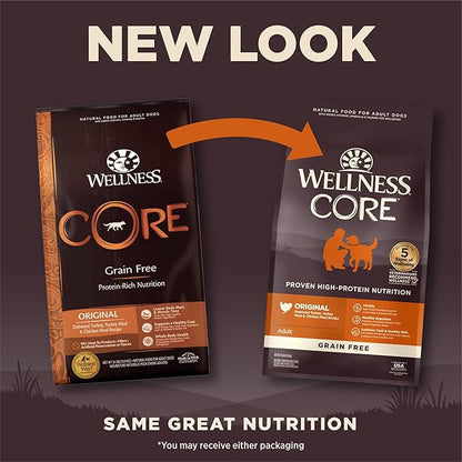 Wellness CORE Dry Dog Food, Grain-Free, High Protein, Natural, Original Turkey & Chicken Recipe, (26-Pound Bag)