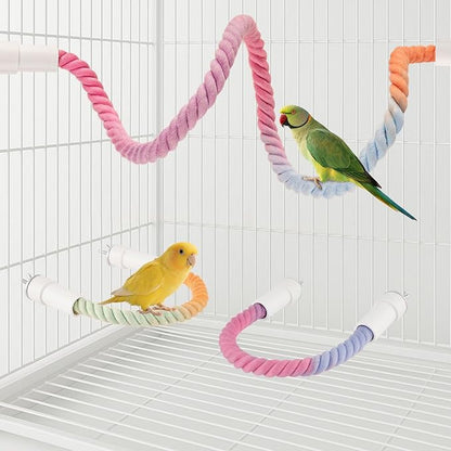 4Pcs Rope Perches for Bird Cages, Bendable Climbing Rope Cage Accessory Toy, Perfect for Parrots Cockatiels & Budgies, BirdToys, Swings & Ladders for Medium Birds