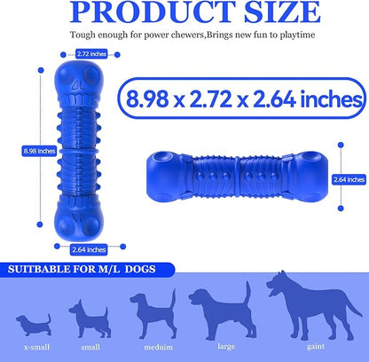 Dog Squeaky Toys for Aggressive Chewers, Durable Dog Chew Toys for Large Medium Breed Dog, Dog Toys, Tough Durable Dogs Toys with Natural Rubber (Bule D, for Larege Dogs)
