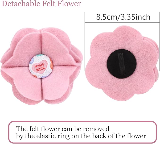 ARING PET Valentine's Day Dog Collar-Cute Dog Collar with Felt Flower, Adjustable Cotton Heart Dog Collars Pet Collars with Metal Buckle