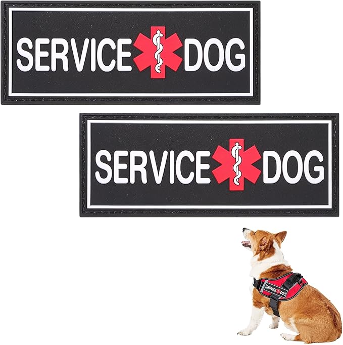 2Pcs Service Dog Patches for Harness, Removable Emotional Support Dog Vest Patches, Black in Training Dog Patch, Working Dog Applique Tactical Dog Equipment for Collar Leash (4_2'')