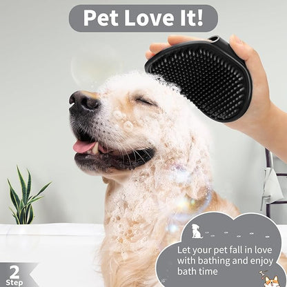 Comotech 3PCS Dog Bath Kit | 5-1 Dog Shampoo and Conditioner | Dog Bath Brush | Dog Scrubber For Bath | Amino Acid Formula (Natural Coconut Oil) Suitable for Puppies and All Pets with Hair - 17oz