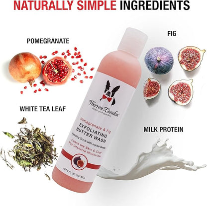 Warren London 8oz Butter Combo - Premium Dog Shampoo & Conditioner - Exfoliating Wash with Fragrant Leave in Conditioner - Pom & Fig w/Pom & Acai