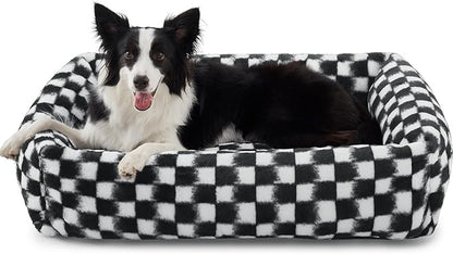 JOEJOY Dog Bed Medium Size Dog, Rectangle Washable Orthopedic Corduroy Fleece Pet Bed with Removable Zipper Cover, Cute Soft Calming Puppy Bed with Non Skid Bottom