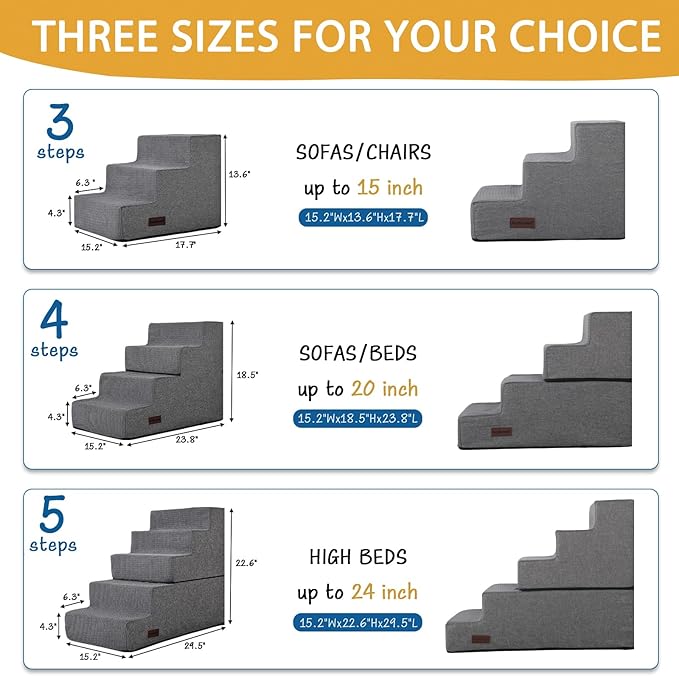 Dog Stairs for High Bed,4 Steps Pet Stairs for Small Dogs and Cats，Anti-Slip Removable Dog Steps for Bed,Bed Stairs for Dog