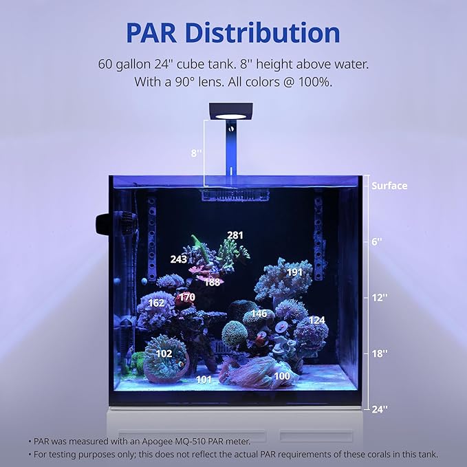 NICREW NavaReef 65 Reef LED Light, 65W Reef Aquarium Lighting for Soft/LPS Corals and Saltwater Fish Tanks, Built-in Timer, Blue Focused Spectrum