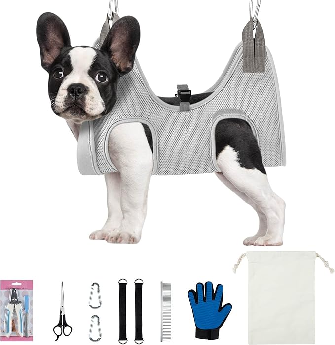 Dog Grooming Hammock, Dog Grooming Harness, Dog Nail Trimming Restraint, Dog Grooming Tools, Dog Nail Clippers for Small Dogs,Grooming Hammock for Small Dogs, Pet Grooming Hammock