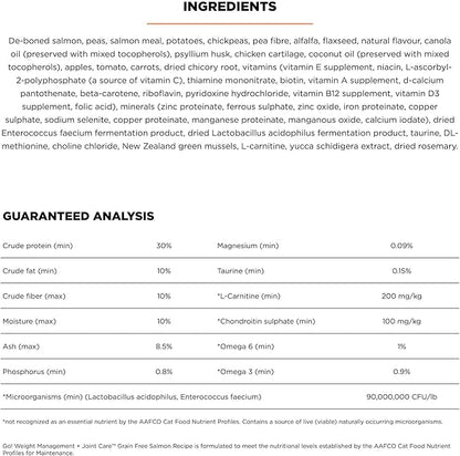 Go! Solutions Weight Management + Joint Care, Grain-Free Dry Cat Food, Salmon Recipe, 3 lb Bag