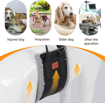 Adjustable Dog Lift Harness, Dog Sling for Large Dogs Hind Leg Support, Soft Lift Support Helps Senior, Injured, Disabled and After ACL Surgery Dogs-Black & Grey (Medium)