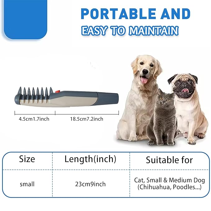 2-in-1 Electric Pet Grooming Comb with Razor, Electric Dog Grooming Comb, Pet Knot Remover for Detangling Long Hair and Fur on Cats and Dogs (1pcs)
