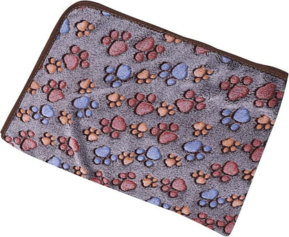 UTTPLL Blanket-Premium-Flannel-Medium-Printed Throw for Cat Dog Puppy Animals Super Soft Fluffy Fleece Pet Blankets Warm Sleep Mat Cute Paw Coffee