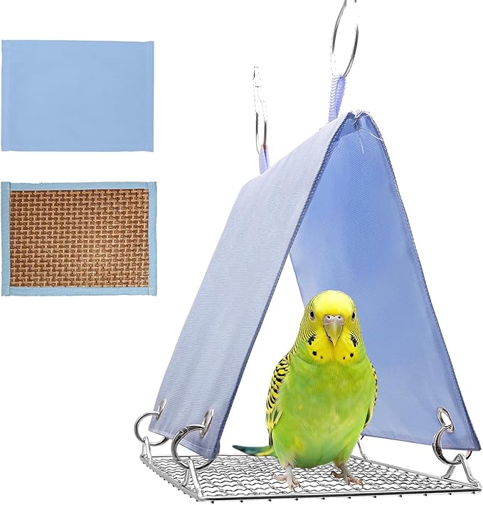 Bird Tent with Removable Pad Easy to Clean, Bird Toys Swing Parrot Hammock for Cockatiels Conures - Hanging Cage Bed Waterproof, Chew-Proof for Parakeets Lovebirds, Blue