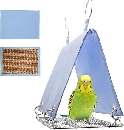 Bird Tent with Removable Pad Easy to Clean, Bird Toys Swing Parrot Hammock for Cockatiels Conures - Hanging Cage Bed Waterproof, Chew-Proof for Parakeets Lovebirds, Blue