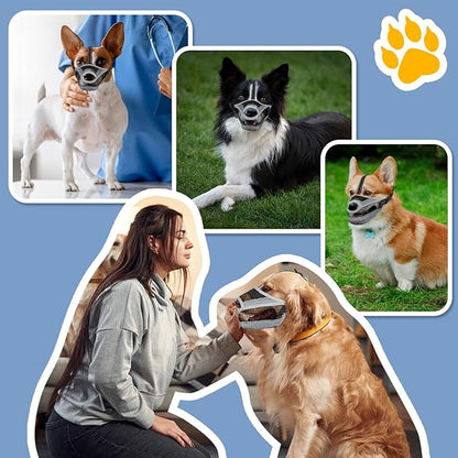 Dog Muzzle for Large Medium Small Dogs, Soft Mesh Muzzle for Dogs with Reflective Adjustable Strap, Prevent Biting Chewing and Licking, Dog Nose Open Design for Reduction Friction (Grey, L)