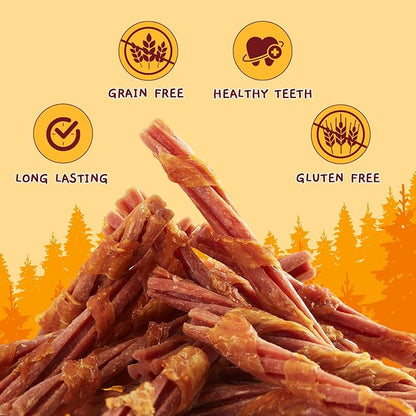 Jungle Calling Dog Treats, Chicken Wrapped Collagen Sticks Chewy Treat, Beef Lung Flavor, Chews Stick for Small Medium Breed Dogs Chewers, Chew Snack Healthy Easy to Digest Teeth Cleaning,14.1 oz