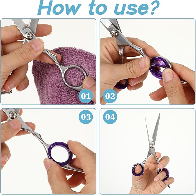 12 PCS Scissors Finger Rings Soft Silicone Scissors for Pet Grooming Scissors Accessories for Animal Hair Cutting Thumb Inserts Finger Protector Ring for Professional Barber