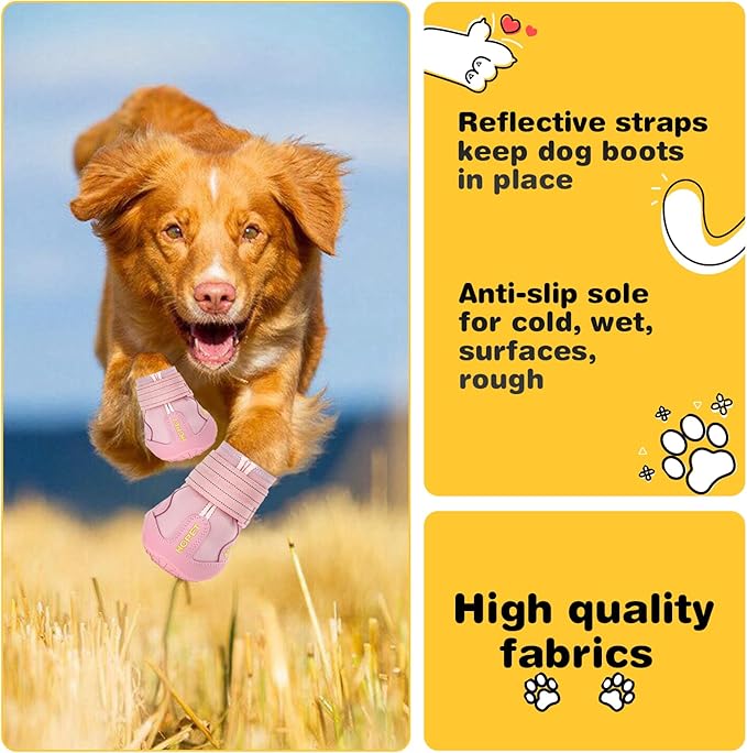 Hcpet Dog Shoes, Dog Boots for Small Dogs, Breathable Medium Dog Booties Paw Protector for Summer Hot Pavement, Winter Snowy Day, Outdoor Walking, Indoor Hardfloors Anti Slip Sole Pink Size 2