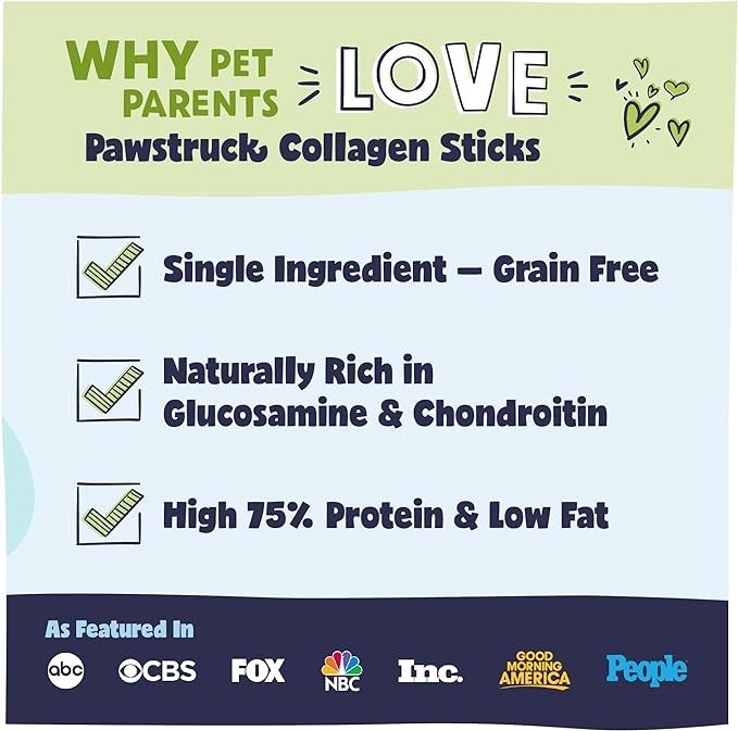 Pawstruck Natural 5-7" Beef Collagen Sticks for Dogs – Long-Lasting Rawhide Alternative, High Protein & Low Fat with Chondroitin & Glucosamine – 5 Pack