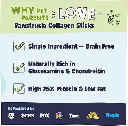 Pawstruck Natural 5-7" Beef Collagen Sticks for Dogs – Long-Lasting Rawhide Alternative, High Protein & Low Fat with Chondroitin & Glucosamine – 5 Pack