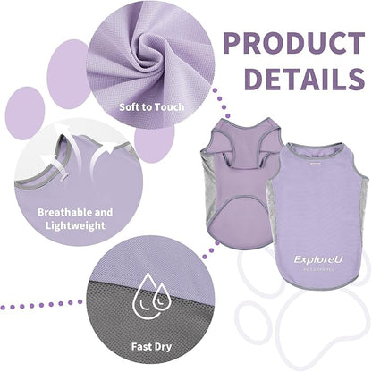 Dog Shirt, Lightweight Breathable Dog Cooling Vest Sun Protection Pet T-Shirts Quick Dry Soft Stretchy Reflective Label Pet Clothes - Small Medium Large Dogs (Lilac Ether 1PC, Medium)