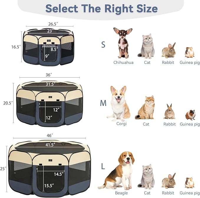 A4Pet Portable Dog Playpen for Small Dogs, 27" Foldable Small Pet Playpen for Puppy/Cat/Rabbit/Chick, Indoor Cat Playpen with Removable Zipper & Mesh Panel(11_ _ 7.5_)