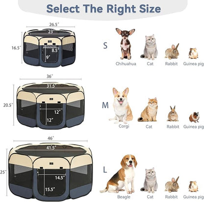 A4Pet Portable Dog Playpen for Small Dogs, 27" Foldable Small Pet Playpen for Puppy/Cat/Rabbit/Chick, Indoor Cat Playpen with Removable Zipper & Mesh Panel(11_ _ 7.5_)