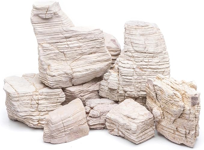 SubstrateSource Natural Stone for Aquarium, Terrarium, Paludarium, Reptile Enclosures - Set of Decorative Rocks for Landcapes, Aquascaping, Fish Tank Decor (Sand Stone, 10 Pounds, 3-7)