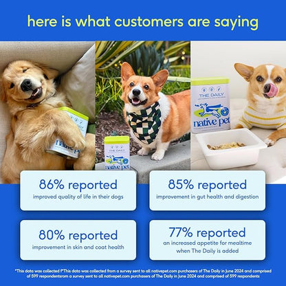 Native Pet Dog Vitamins & Supplements - 11-in-1 Multivitamin Powder for Dogs Food Topper - Collagen, Glucosamine, Probiotics, Omega & More- Supports Healthy Gut, Mobility & Overall Health -90 Scoops