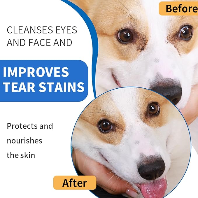 Dog Eye Wipes130Count,Natural Plant Ingredients,Effectively Removes Eye Dirt,Eye Secretions,Mucus Secretions,Improve Tear Stains,Suitable for Daily Cleaning and Care of Cats and Dogs Eye Wipes