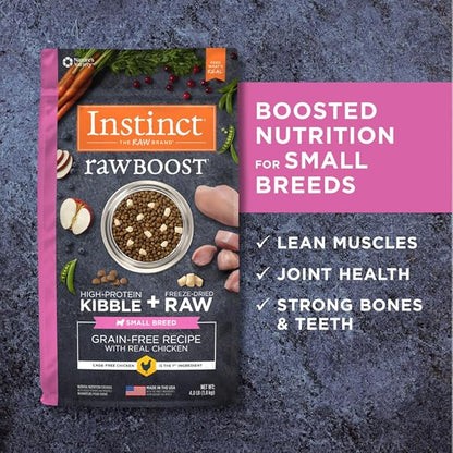 Instinct Raw Boost Small Breed, Natural Dry Dog Food with Freeze Dried Pieces, High Protein, Grain Free Recipe - Real Chicken, 4 lb. Bag