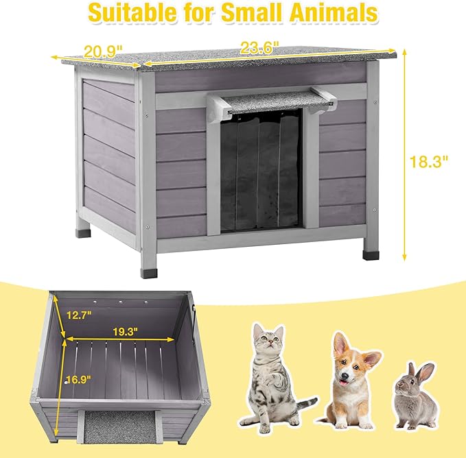 Aivituvin Outdoor Cat House with Insulated Liner Weatherproof Feral Cat Shelter for Winter Outside Kitty Condo