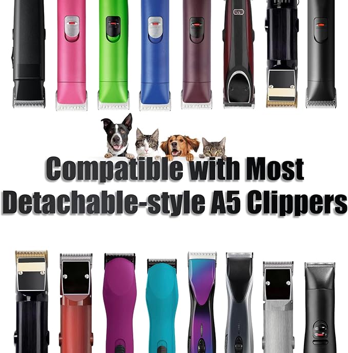 3 Pack 3/4HT Detachable Dog Grooming Steel Blades,Compatible with Andis,Oster A5,Wahl KM-10 Series,Cut Length 3/4" 19MM ï¼_lackï¼